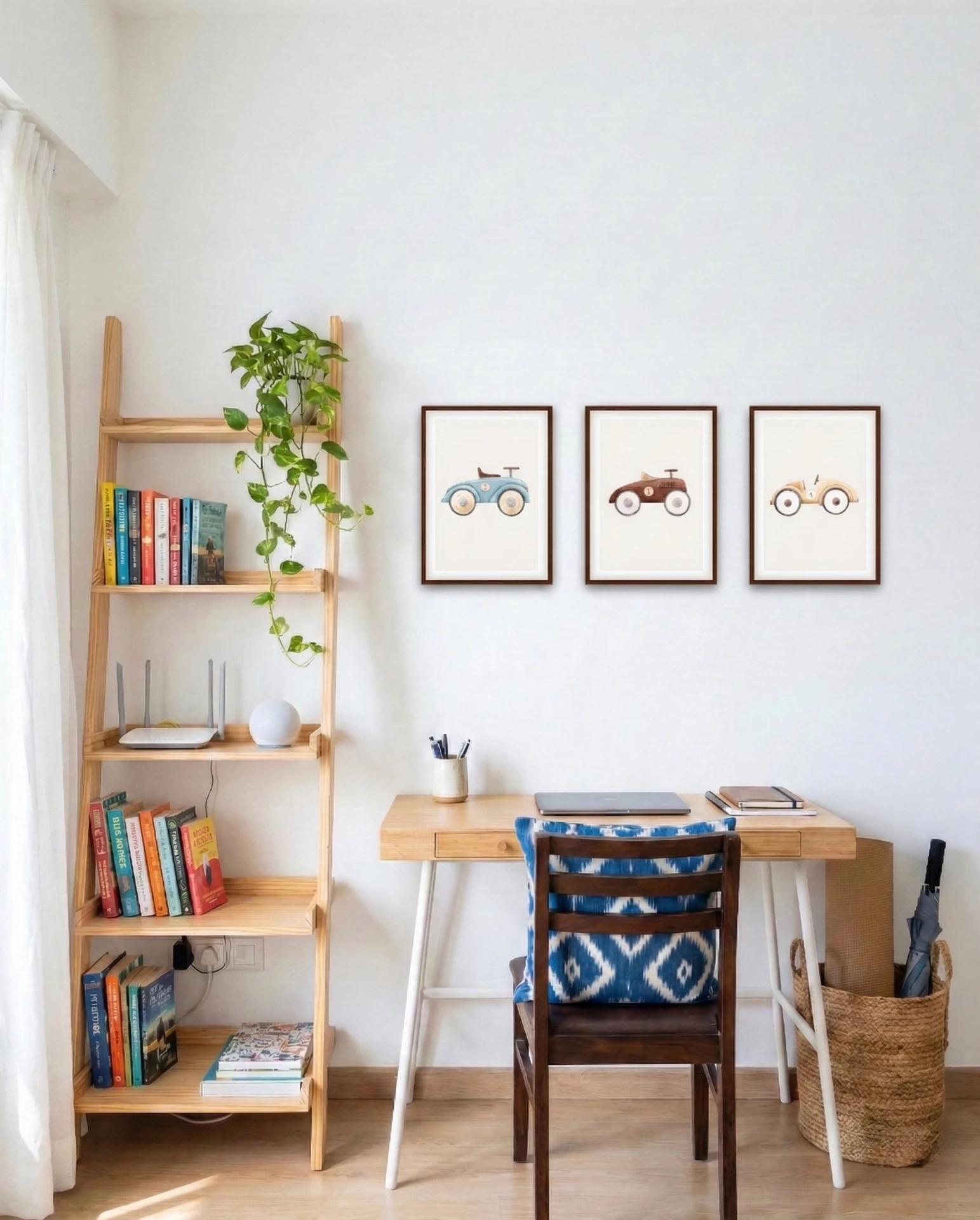 Cars in Study - Photo wall layout by Scott. Tags: Gallery Wall, Modern, Minimalist, Art Prints, Symmetrical